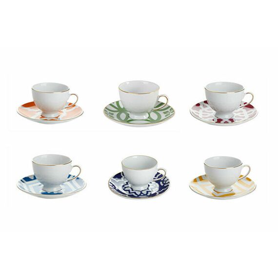 MOROCCO Набор кофейных пар на 6 персон, цвета: зелёный, синий, оранжевый, жёлтый, фуксия, петроль (чашка кофейная 80 мл - 6 шт., блюдце - 6 шт.), Porland