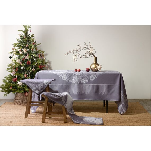 Салфетка из хлопка фиолетово-серого цвета с рисунком Ледяные узоры, New Year Essential, 53х53см, Tkano, изображение 4