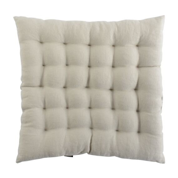 Подушка стеганая на стул из умягченного льна бежевого цвета Essential, 40х40 см, Tkano