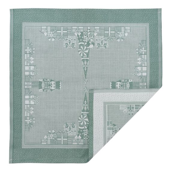 Салфетка из хлопка зеленого цвета с рисунком Щелкунчик из коллекции New Year Essential, 53х53см, Tkano