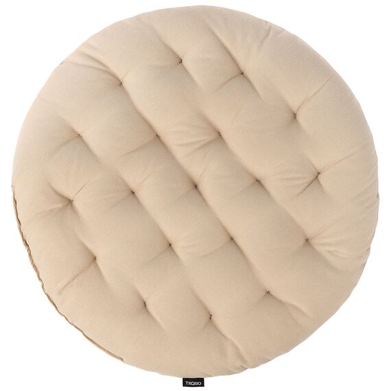 Подушка на стул круглая из хлопка бежевого цвета из коллекции Essential, 40 см, Tkano