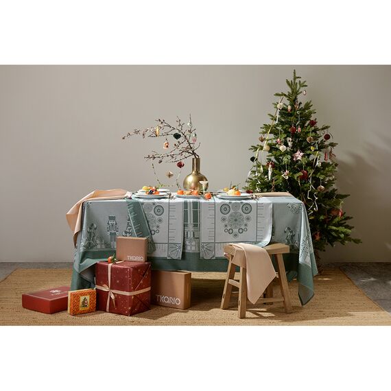 Дорожка из хлопка зеленого цвета с рисунком Ледяные узоры из коллекции New Year Essential, 53х150см, Tkano, изображение 4