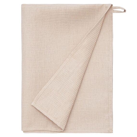 Набор из двух вафельных полотенец изо льна бежевого цвета из коллекции Essential, 50х70 см, Tkano, изображение 4