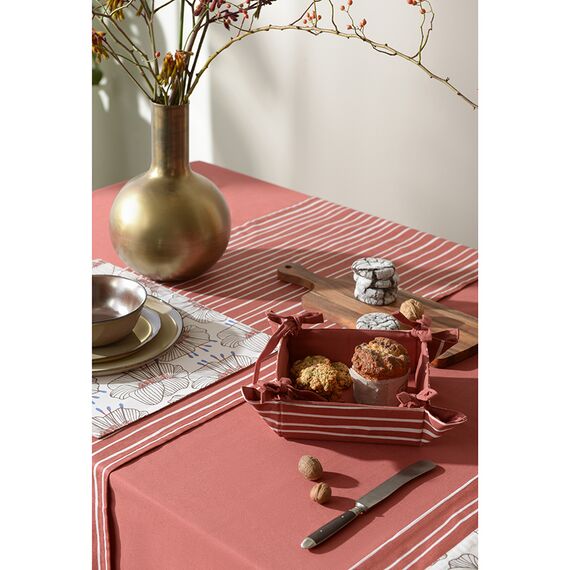 Корзинка для хлеба из хлопка терракотового цвета с принтом Полоски из коллекции Prairie, 30х30 см, Tkano, изображение 7