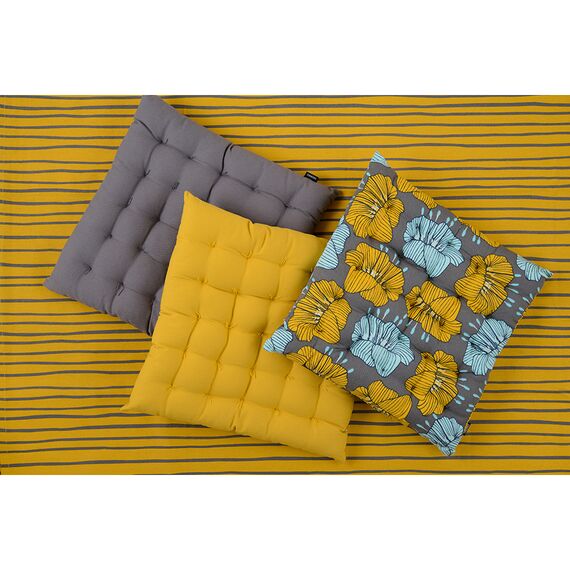 Подушка на стул из хлопка серого цвета с принтом Цветы из коллекции Prairie, 40х40 см, Tkano, изображение 4