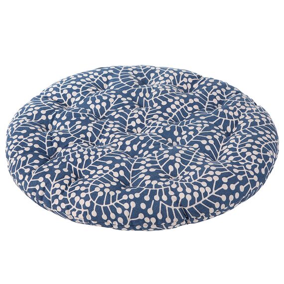 Подушка на стул круглая темно-синего цвета с принтом Спелая Смородина из коллекции Scandinavian touch, 40 см, Tkano, изображение 5