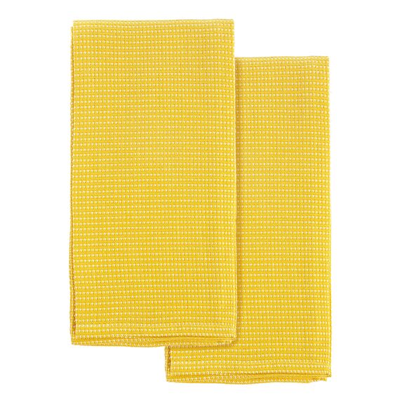 Набор из двух кухонных вафельных полотенец горчичного цвета из коллекции Essential, 50х70 см, Tkano