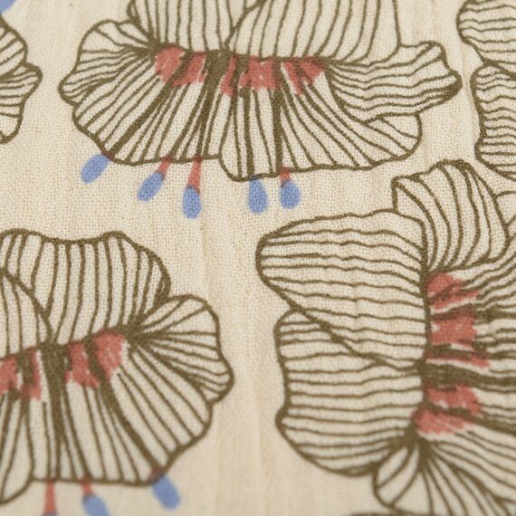 Полотенце кухонное из хлопкового муслина молочного цвета с принтом Цветы из коллекции Prairie, 50х70 см, Tkano, изображение 5