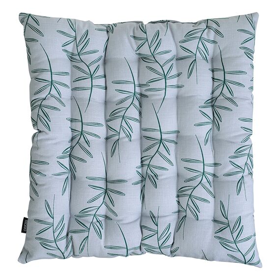 Подушка на стул стеганая из хлопка с графичным принтом Папоротник из коллекции Russian North, 40х40 см, Tkano