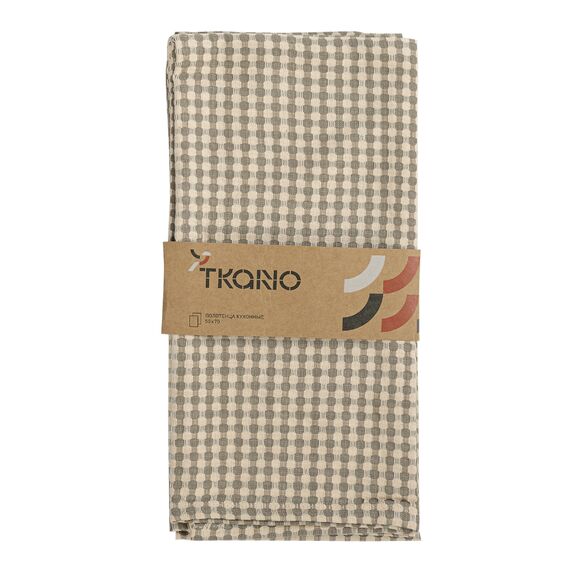 Набор вафельных кухонных полотенец бежевого цвета из умягченного хлопка Essential, 50х70 см, Tkano, изображение 4