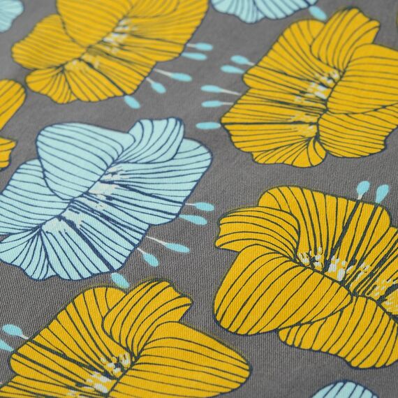 Дорожка на стол из хлопка серого цвета с принтом Цветы из коллекции Prairie, 45х150 см, Tkano, изображение 4