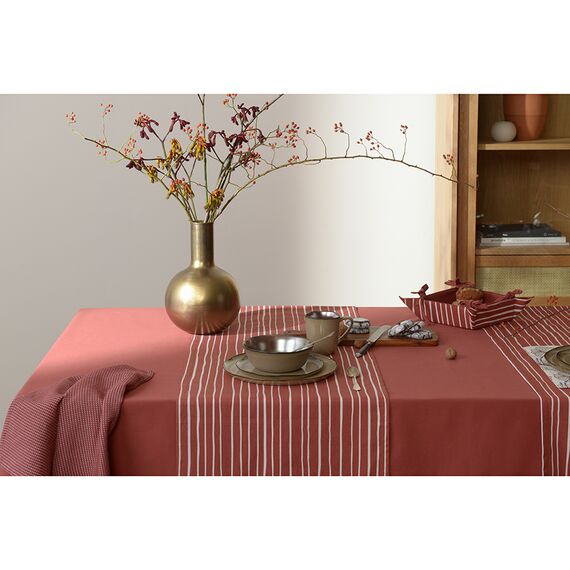 Корзинка для хлеба из хлопка терракотового цвета с принтом Полоски из коллекции Prairie, 30х30 см, Tkano, изображение 5