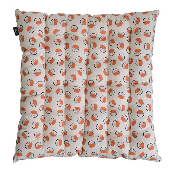 Подушка на стул стеганая из хлопка с графичным принтом Ягоды из коллекции Russian North, 40х40 см, Tkano