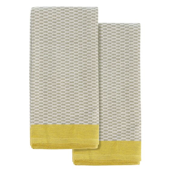 Набор из двух кухонных жаккардовых полотенец  оливкового цвета из коллекции Essential, 50х70 см, Tkano
