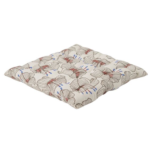 Подушка на стул из хлопка молочного цвета с принтом Цветы из коллекции Prairie, 40х40 см, Tkano, изображение 4