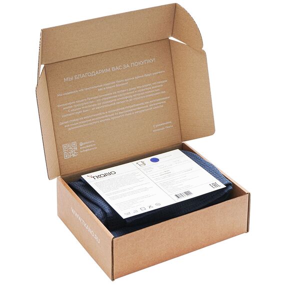 Набор из двух вафельных полотенец изо льна темно-синего цвета из коллекции Essential, 50х70 см, Tkano, изображение 9