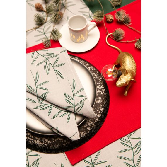 Салфетка под приборы красного цвета из хлопка Russian North, 35х45 см, Tkano, изображение 2