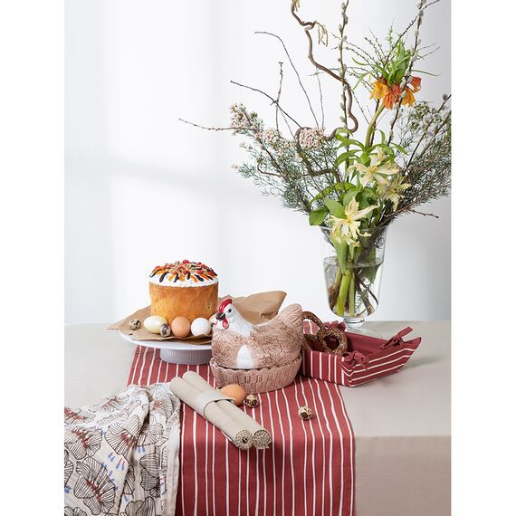 Корзинка для хлеба из хлопка терракотового цвета с принтом Полоски из коллекции Prairie, 30х30 см, Tkano, изображение 3