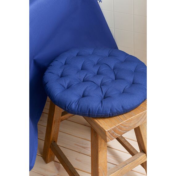 Подушка на стул круглая из хлопка темно-синего цвета из коллекции Essential, 40 см, Tkano, изображение 2