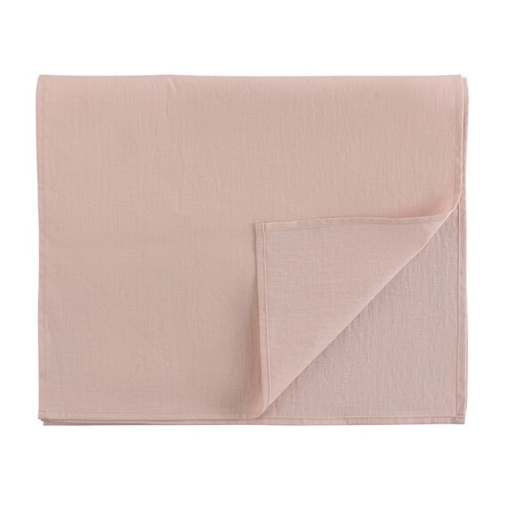 Дорожка на стол из умягченного льна с декоративной обработкой цвета пыльной розы Essential, 45х150, Tkano