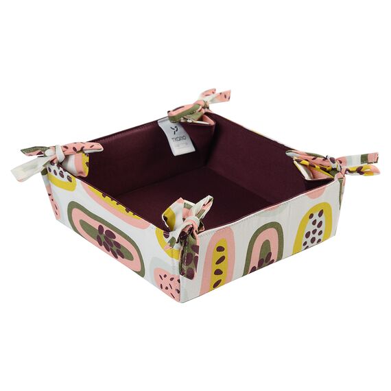 Корзинка для хлеба из хлопка бордового цвета с принтом Passion Fruit из коллекции Wild, 35х35 см, Tkano