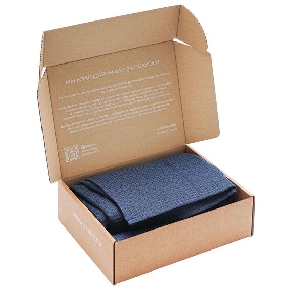 Набор из двух вафельных полотенец изо льна темно-синего цвета из коллекции Essential, 50х70 см, Tkano, изображение 10