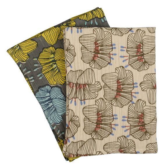 Полотенце кухонное из хлопкового муслина молочного цвета с принтом Цветы из коллекции Prairie, 50х70 см, Tkano, изображение 4