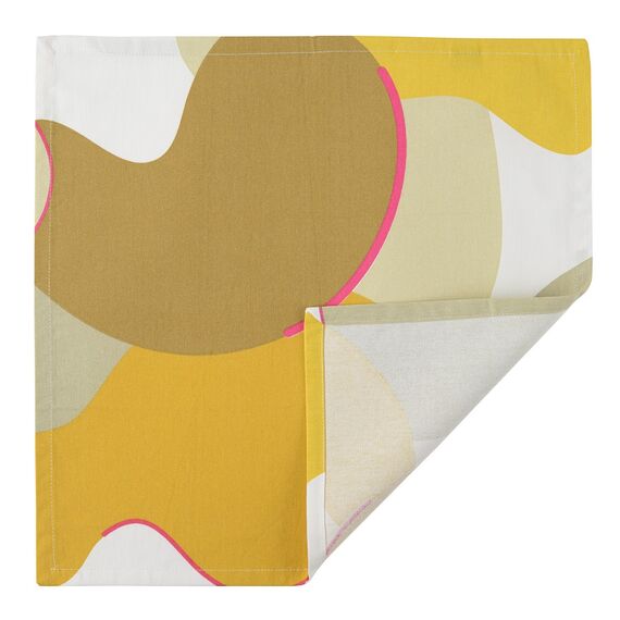 Салфетка сервировочная из хлопка горчичного цвета с авторским принтом из коллекции Freak Fruit, 45х45 см, Tkano