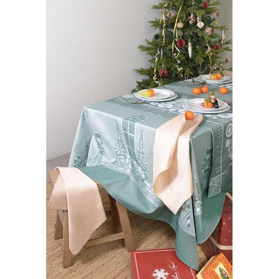 Скатерть из хлопка зеленого цвета с рисунком Щелкунчик из коллекции New Year Essential, 180х180см, Tkano, изображение 3