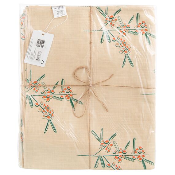 Скатерть на стол из хлопка с графичным принтом Обед рябинника Russian North, 150х250 см, Tkano, изображение 3