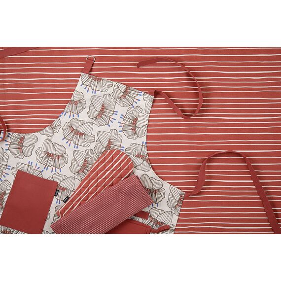 Скатерть из хлопка терракотового цвета с принтом Полоски из коллекции Prairie, 170х170 см, Tkano, изображение 4