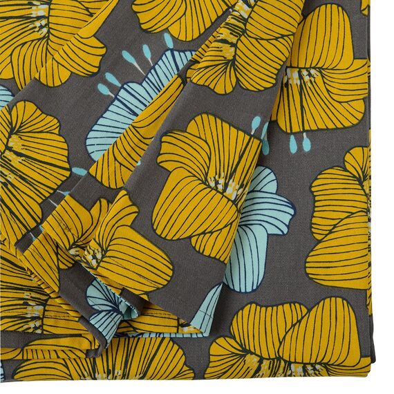 Скатерть из хлопка серого цвета с принтом Цветы из коллекции Prairie, 170х250 см, Tkano, изображение 3