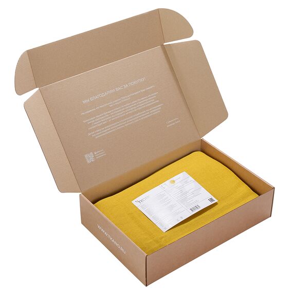 Скатерть из стираного льна горчичного цвета из коллекции Essential, 170х170 см, Tkano, изображение 3