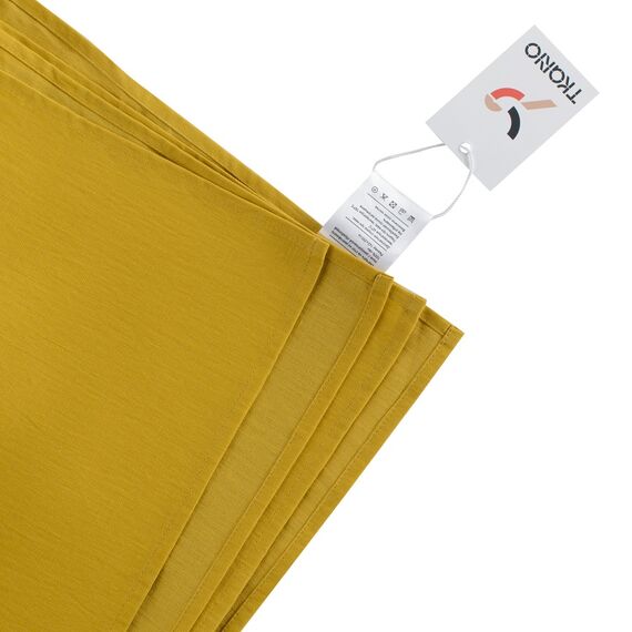 Скатерть на стол из умягченного льна с декоративной обработкой горчичного цвета Essential, 143х250, Tkano, изображение 2