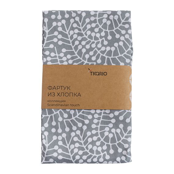 Фартук из хлопка серого цвета с принтом Спелая Смородина из коллекции Scandinavian touch, 70х85 см, Tkano, изображение 5