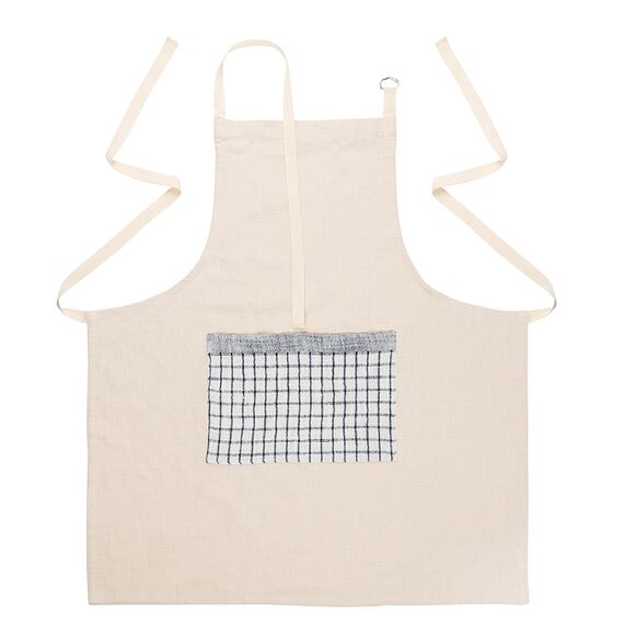 Фартук из плотного хлопка с контрастным карманом в клетку из коллекции Essential, 70х80 см, Tkano