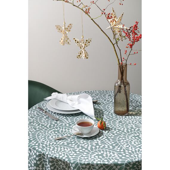 Скатерть из хлопка зеленого цвета с рисунком Спелая смородина, Scandinavian touch, 180х180см, Tkano, изображение 3