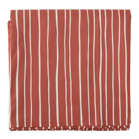 Скатерть из хлопка терракотового цвета с принтом Полоски из коллекции Prairie, 170х250 см, Tkano