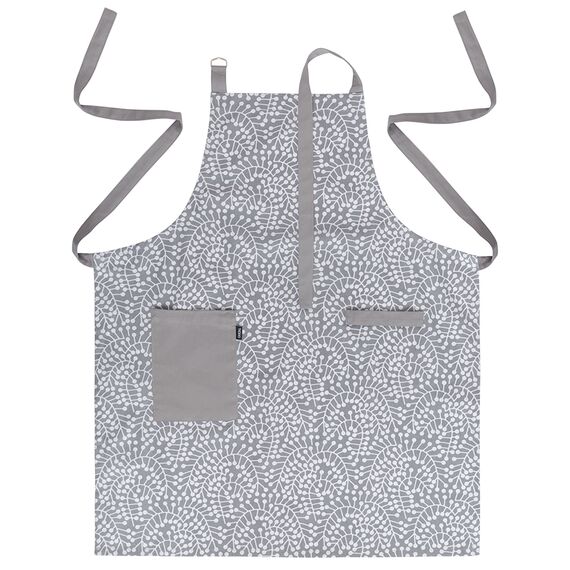 Фартук из хлопка серого цвета с принтом Спелая Смородина из коллекции Scandinavian touch, 70х85 см, Tkano