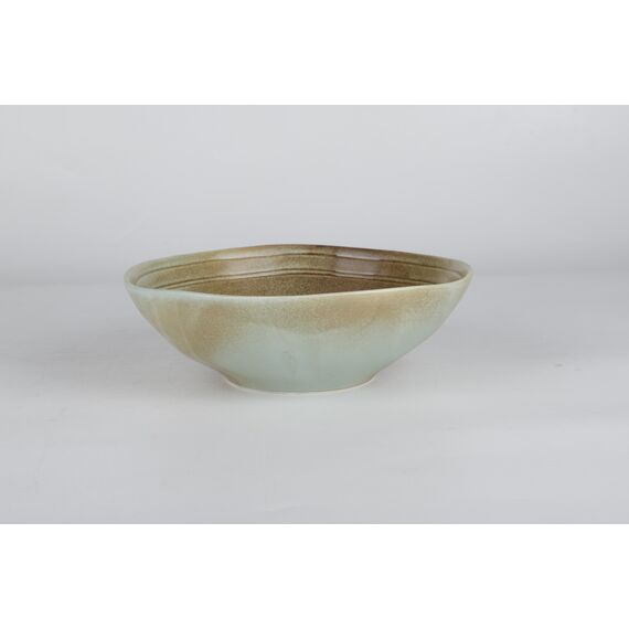 Салатник с неровными краями 1л, 24 см , h 7,5 см, коричнево-бирюзовый,  серия Shade, Home chef, изображение 4