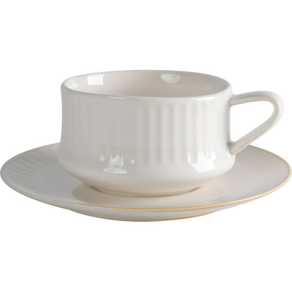 Чашка чайная 220 мл + блюдце 16 см, серия Villa Beige, Home chef