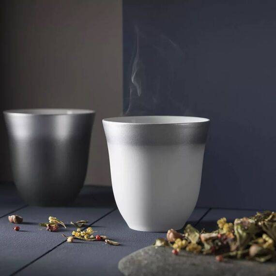 Набор 3 предмета чайник на 4 чашки + 2 чашки 250 мл; белые; фарфор, коллекция SALAM, Guy Degrenne, изображение 2