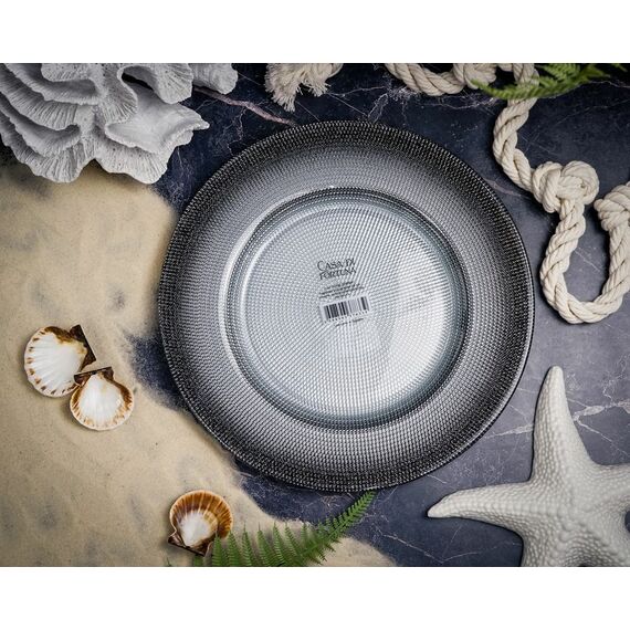 Тарелка 28,5 см, цвет жемчужно-белый/мерцающе-черный, Shinning,, Casa di fortuna