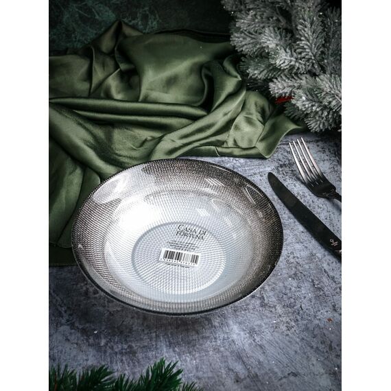 Салатник 19,3 см, цвет жемчужно-белый /мерцающе-черный, Shinning, Casa di fortuna