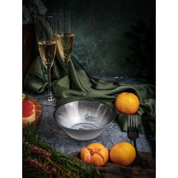 Салатник 14 см, цвет жемчужно-белый/мерцающе-черный, Shinning, Casa di fortuna