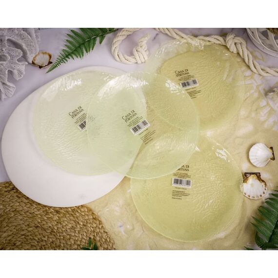 Набор обеденных тарелок 21,5 см Coralina, 4 шт., цвет пастельно-желтый, Casa di fortuna