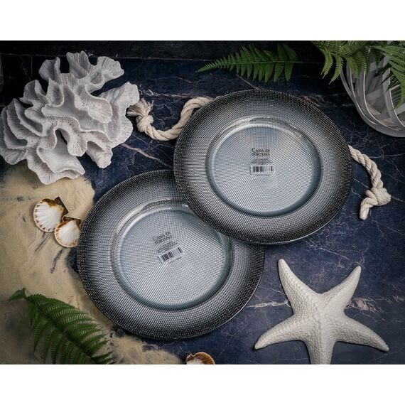 Набор обеденных тарелок 28,5 см Shinning, 2 шт., жемчужно - белый/мерцающе - чёрный, Casa di fortuna