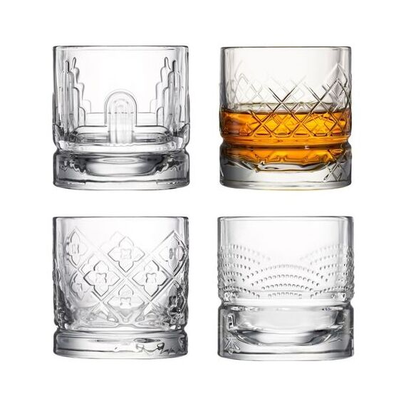 Набор из 4-х стаканов для виски с разным рельефом, 300 мл, h 9 см, d 8,6 см, серия DANDY, La Rochere