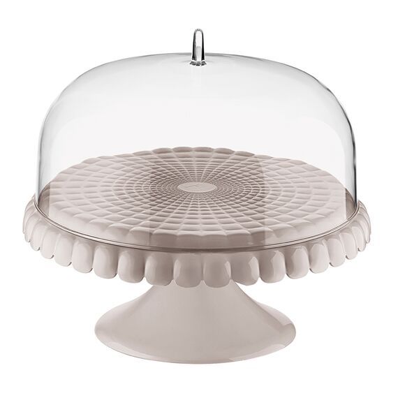 Блюдо для торта с крышкой Tiffany, 30 см, серо-бежевое, Guzzini
