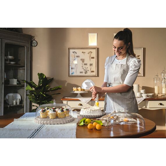 Блюдо сервировочное с крышкой Tiffany, 36 см, серо-бежевое, Guzzini, изображение 2